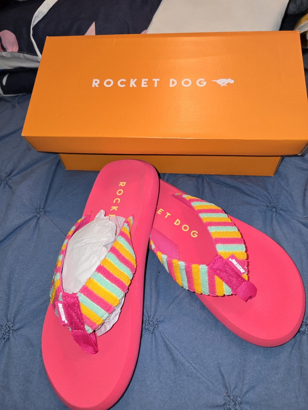 Rocket Dog Pink Striped Girls' Flip Flop Sandals